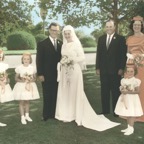 12 - 1965-03-27 Wedding party (L to R) Rose Hagger, Jen Hagger, Alan & Greta, Phil Thomas, Nancy Andrew, Betty Simmonds.jpg